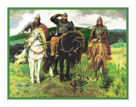 Viktor Mikhailovich Vasnetsov Three Bogatyrs Counted Cross Stitch Chart Pattern