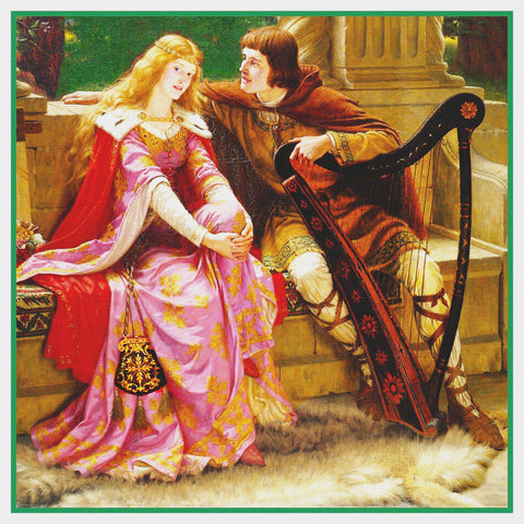 Medieval End of Song Tristan and Isolde inspired by Edmund Blair Leighton Counted Cross Stitch Pattern