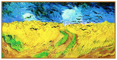 Wheat Field with Crows inspired by Impressionist Vincent Van Gogh's Painting Counted Cross Stitch Pattern DIGITAL DOWNLOAD