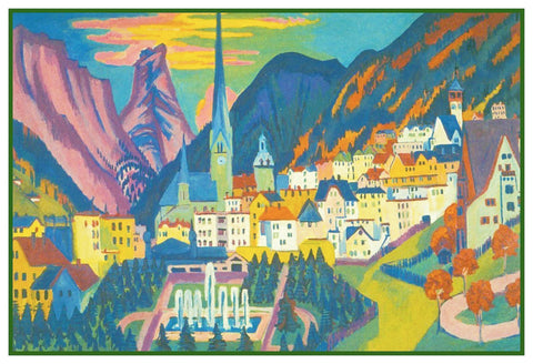 Summer in Davos Switzerland by Ernst Ludwig Kirchner Counted Cross Stitch Pattern
