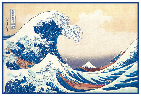 The Great Wave by Japanese artist Katsushika Hokusai Counted Cross Stitch Pattern DIGITAL DOWNLOAD