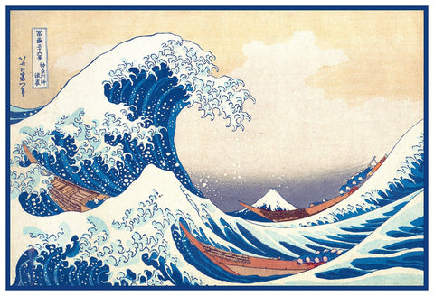 The Great Wave by Japanese artist Katsushika Hokusai Counted Cross Stitch Pattern