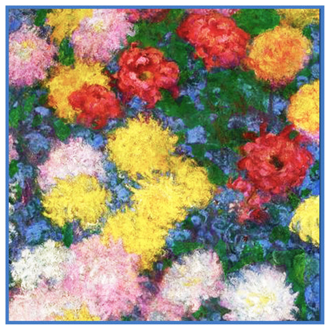 Chrysanthemum Detail #1 inspired by Claude Monet's Impressionist painting Counted Cross Stitch Pattern DIGITAL DOWNLOAD