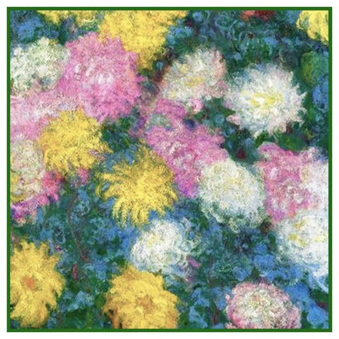 Chrysanthemum Detail #2 inspired by Claude Monet's impressionist painting Counted Cross Stitch Pattern