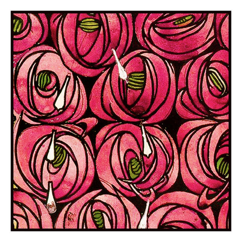 Charles Rennie Mackintosh's Red Roses Flowers Counted Cross Stitch Pattern DIGITAL DOWNLOAD