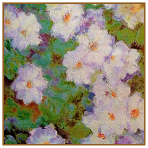 Clematis Vine detail inspired by Claude Monet's impressionist painting Counted Cross Stitch Pattern