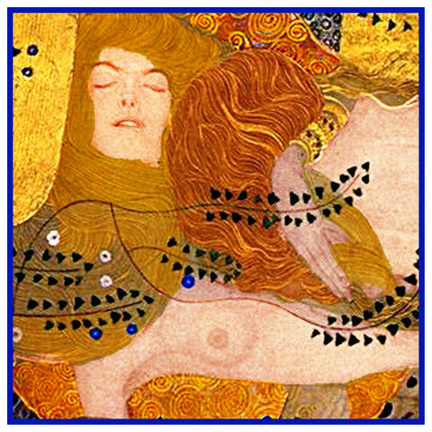 Gustav Klimt Sea Serpents I detail Counted Cross Stitch Chart  Pattern