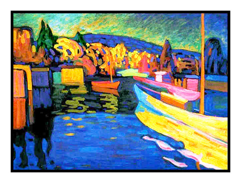 Autumn Landscape by Artist Wassily Kandinsky Counted Cross Stitch Pattern
