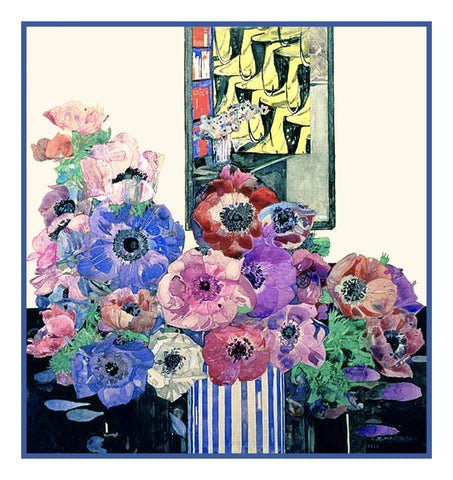 Charles Rennie Mackintosh's Still Life of Anemones Counted Cross Stitch Pattern DIGITAL DOWNLOAD