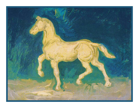 Plaster Model of a White Horse inspired by Impressionist Vincent Van Gogh's Painting Counted Cross Stitch Pattern