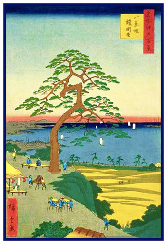 Japanese Hiroshige Armor Hanging Tree 100 Views Edo Counted Cross Stitch Pattern