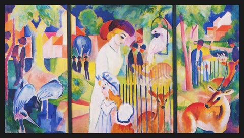 Day at the Zoo Triptych by Expressionist Artist August Macke Counted Cross Stitch Pattern