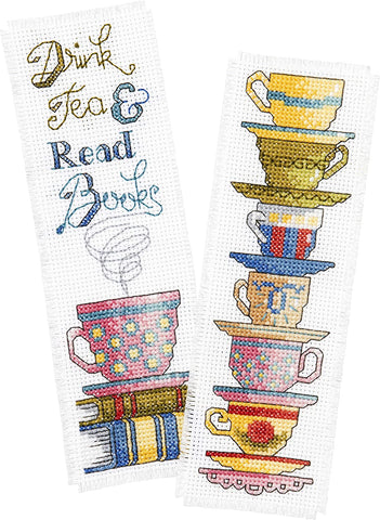 Drink Tea- 2 Bookmarks Counted Cross Stitch Kit by Bucilla