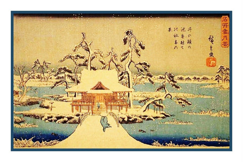 Japanese Asian Hiroshige Benzaiten Shrine Counted Cross Stitch Chart Pattern