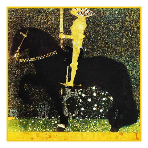 Symbolist Klimt Golden Knight Counted Cross Stitch Pattern