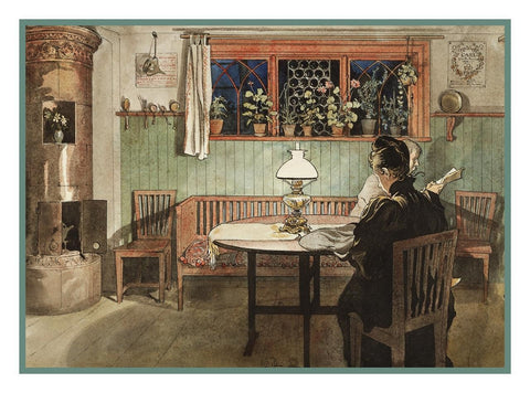 Scandinavian Carl Larsson When Children are Asleep Counted Cross Stitch Pattern