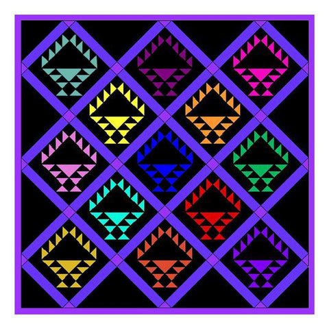 Vivid Baskets Inspired by an  Amish Quilt Counted Cross Stitch Pattern