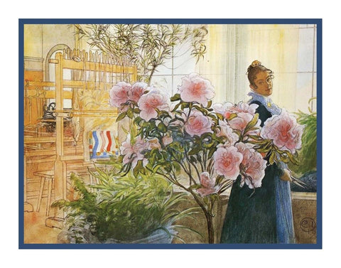 Swedish Artist Carl Larsson's Karin's Azaleas Counted Cross Stitch Chart Pattern DIGITAL DOWNLOAD