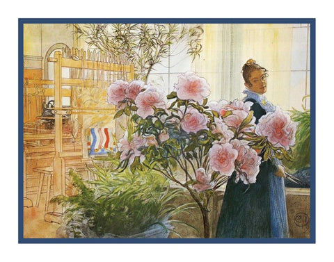 Swedish Artist Carl Larsson's Karin's Azaleas Counted Cross Stitch Chart Pattern