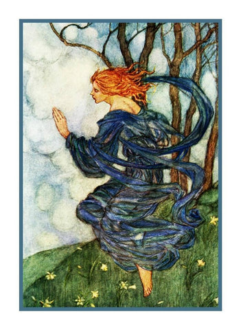 Pre Raphaelite Florence Harrison Wind Fairy Counted Cross Stitch Chart Pattern