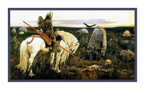 Viktor Mikhailovich Vasnetsov Knight at Crossroads Counted Cross Stitch Pattern