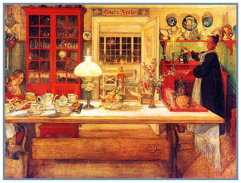 Karin Preparing For a Game  Swedish Carl Larsson  Counted Cross Stitch Pattern
