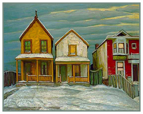 Houses in Winter by  Canadian Artist  Lawren Harris Counted Cross Stitch Pattern
