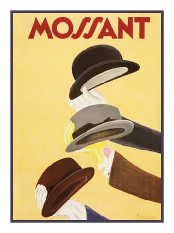 Mossant Hat Advertisement Art by Leonetto Cappiello Counted Cross Stitch Pattern Digital Download