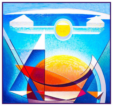 Sun and Earth Modern Art by  Canadian Lawren Harris Counted Cross Stitch Pattern