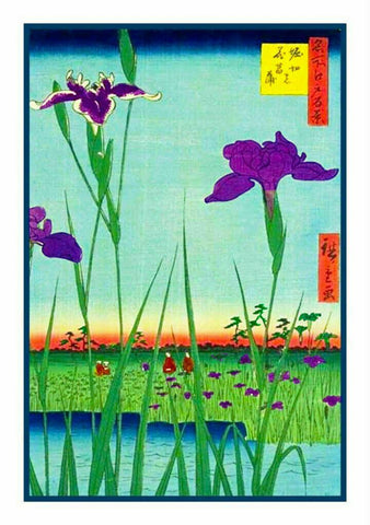 Japanese Hiroshige Iris Flowers From 100 Views Edo Counted Cross Stitch Pattern