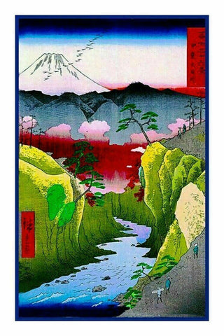 Asian Dog Eye Pass inspired by Utagawa Hiroshige Counted Cross Stitch Pattern