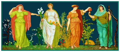 The Seasons Runner by Arts and Crafts Artist Walter Crane Counted Cross Stitch Pattern DIGITAL DOWNLOAD