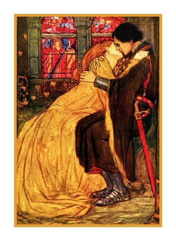 Pre Raphaelite Florence Harrison Guinevere Lancelot Counted Cross Stitch Pattern