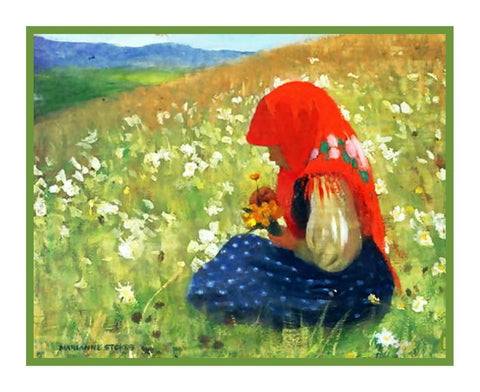 Pre-Raphaelite Marianne Stokes Girl of Tatra Counted Cross Stitch Chart Pattern