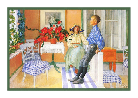 Swedish Artist Carl Larsson's Brother Sister Counted Cross Stitch Chart Pattern