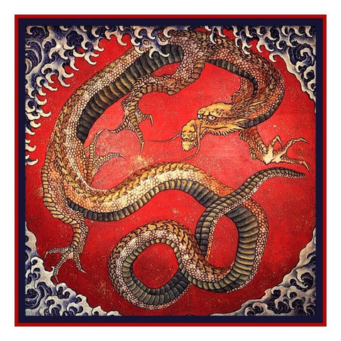 Asian Japanese Hokusai The Dragon Counted Cross Stitch Chart  Pattern