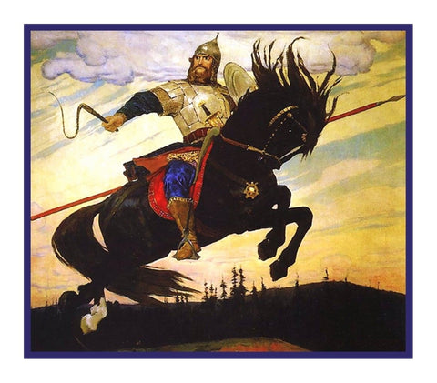 Russian Vasnetsov's A Knights Mighty Leap Counted Cross Stitch Chart Pattern