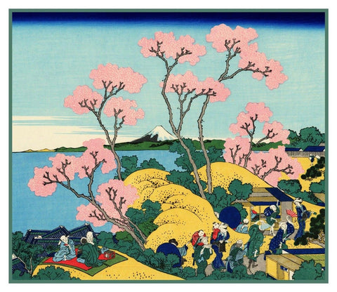 Japanese Hokusai Mt Fuji Shinagawa  AsianCounted Cross Stitch Pattern