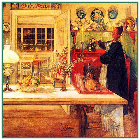 Karin Preparing a Game detail Swedish Carl Larsson  Counted Cross Stitch Pattern