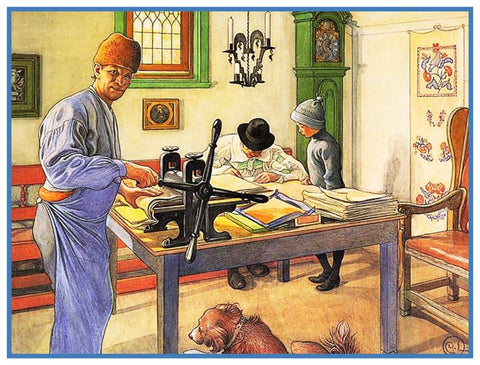 The Etching Studio inspired Swedish Carl Larsson  Counted Cross Stitch Pattern