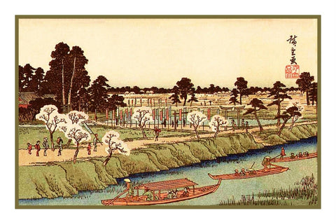 Japanese Hiroshige Forest by Sumida River Asian Counted Cross Stitch Pattern