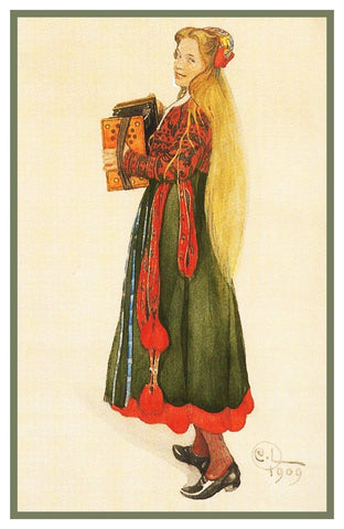 Lisbeth Play Acordian Sundborn Swedish Carl Larsson Counted Cross Stitch Pattern