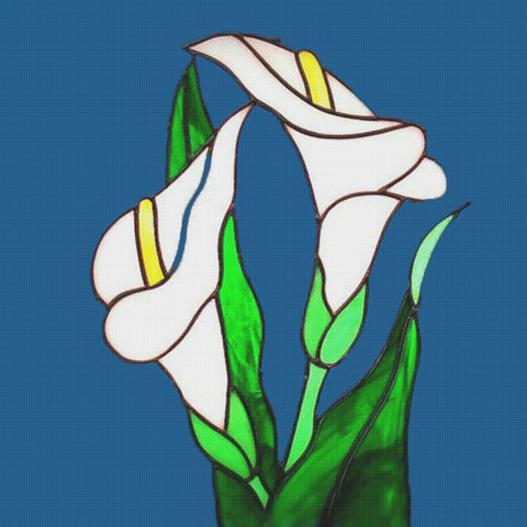 Louis Comfort Tiffany Calla Lily Flower -Square Design Counted Cross Stitch Pattern