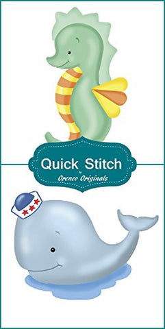 Quick Stitch Child Baby Seahorse Whale 2 Counted Cross Stitch Patterns