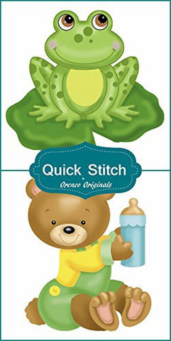 Quick Stitch Child Baby Grteen Froggy Teddy Bear 2 Counted Cross Stitch Patterns