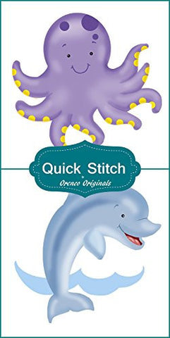 Quick Stitch Child Baby Purple Octopus Dancing Dolphin 2 Counted Cross Stitch Patterns