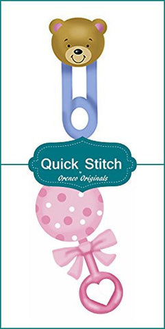 Quick Stitch Child Baby Teddy Bear Diaper Pi Pink Rattle 2 Counted Cross Stitch Patterns