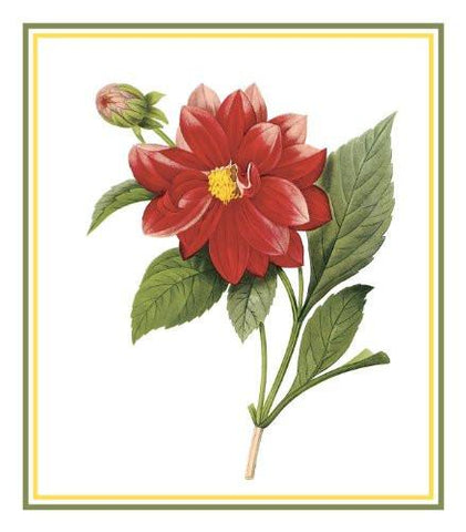 Dahlia Flower Inspired by Pierre-Joseph Redoute Counted Cross Stitch Pattern DIGITAL DOWNLOAD