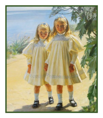 Scandinavian Artist Peder Severin KrÃ¸yers portrait of Otto Benzon's Daughters Counted Cross Stitch Pattern