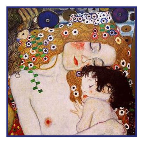 Mother and Child detail of the 3 stages of woman inspired by Gustav Klimt Counted Cross Stitch Pattern